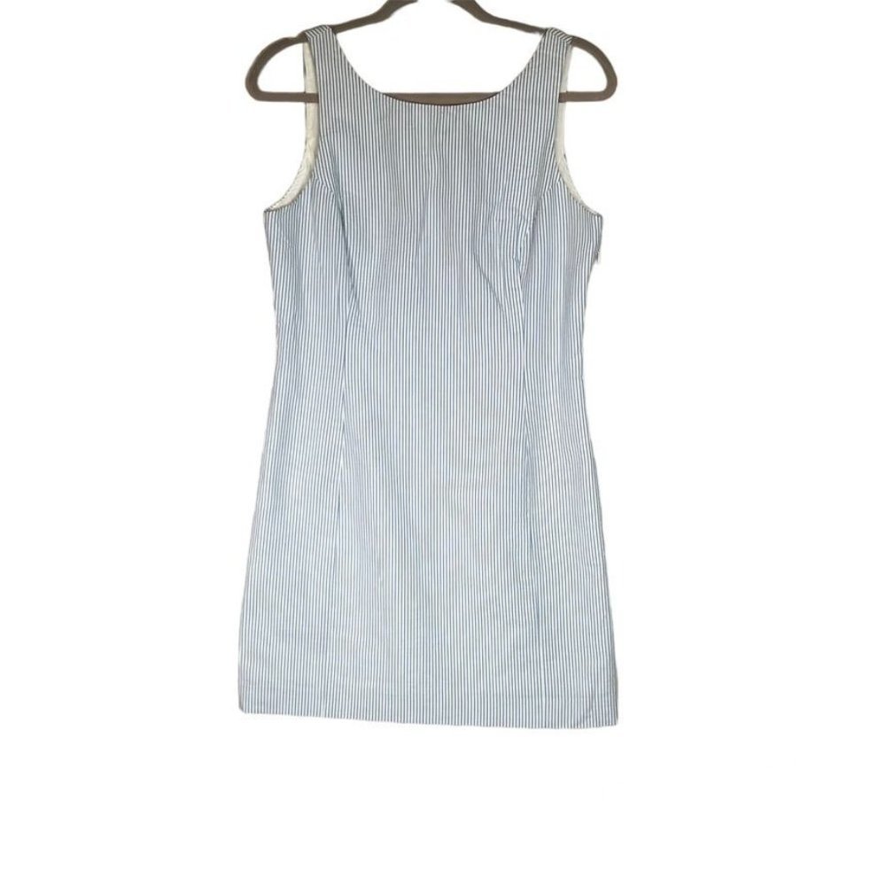 Southern Tide Seersucker Dress Size 10 Blue Stripe Ruffle Beach Preppy